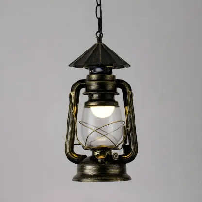 Industrial Bronze Black LED Hanging Lantern Pendant Light Image - 17