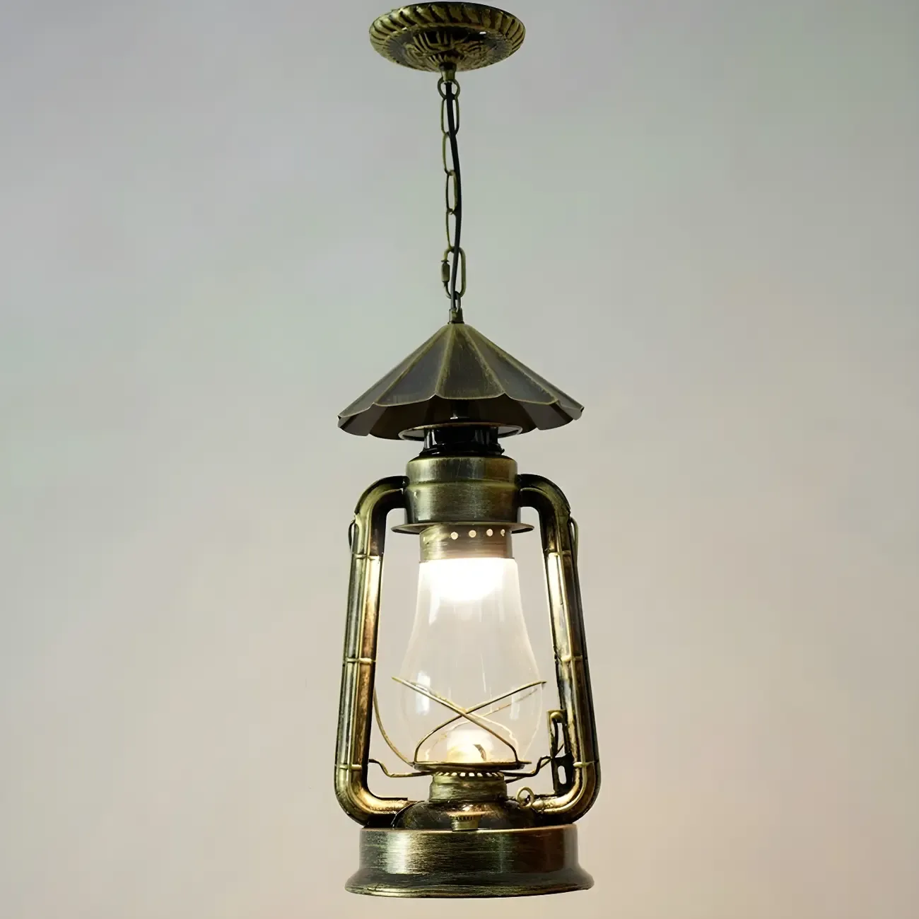 Industrial Bronze Black LED Hanging Lantern Pendant Light Image - 20