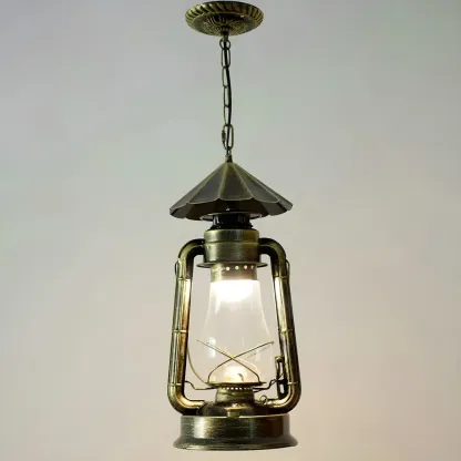 Industrial Bronze Black LED Hanging Lantern Pendant Light Image - 20