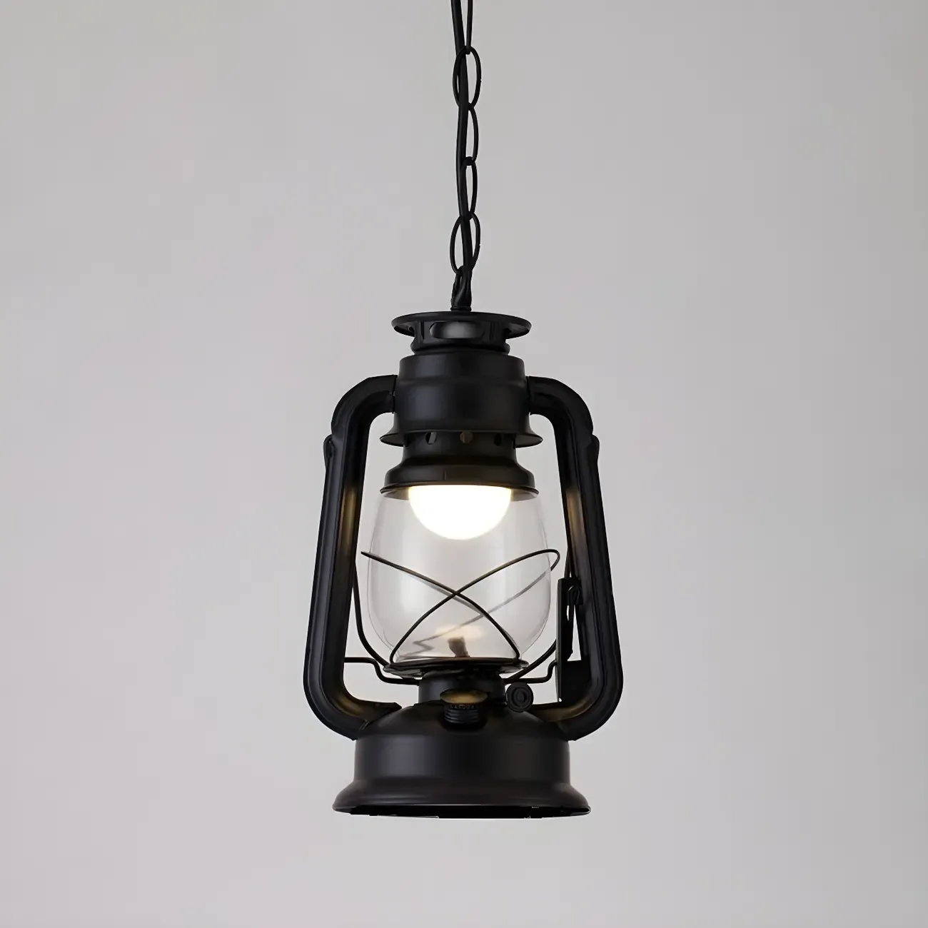 Industrial Bronze Black LED Hanging Lantern Pendant Light Image - 21