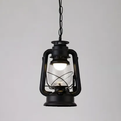 Industrial Bronze Black LED Hanging Lantern Pendant Light Image - 21