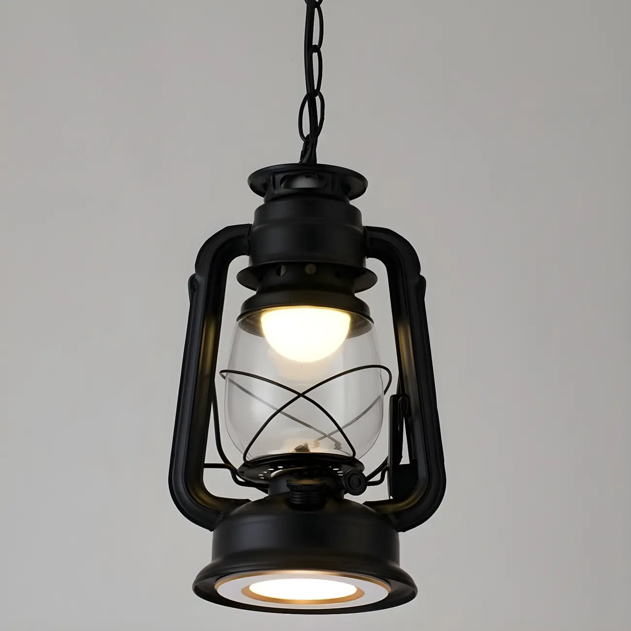 Industrial Bronze Black LED Hanging Lantern Pendant Light Image - 23 | homeyfad