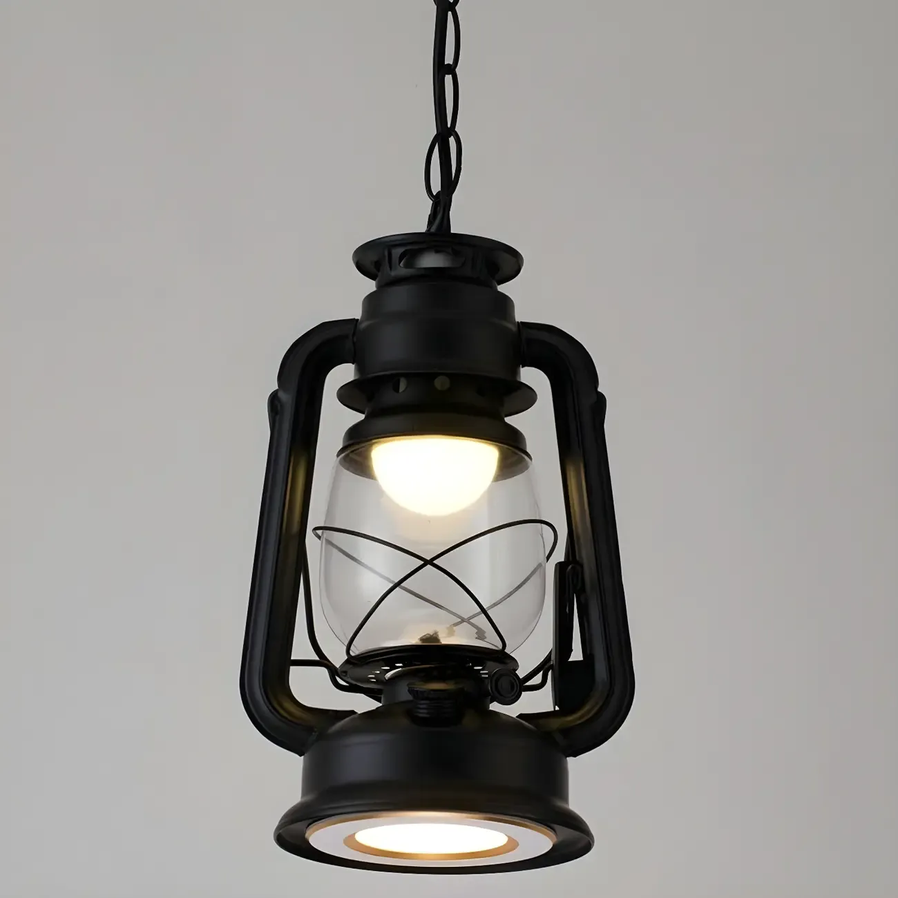 Industrial Bronze Black LED Hanging Lantern Pendant Light Image - 23