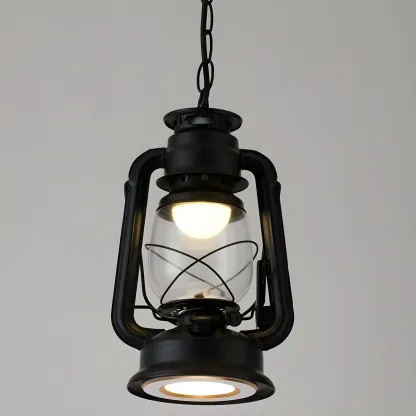 Industrial Bronze Black LED Hanging Lantern Pendant Light Image - 23