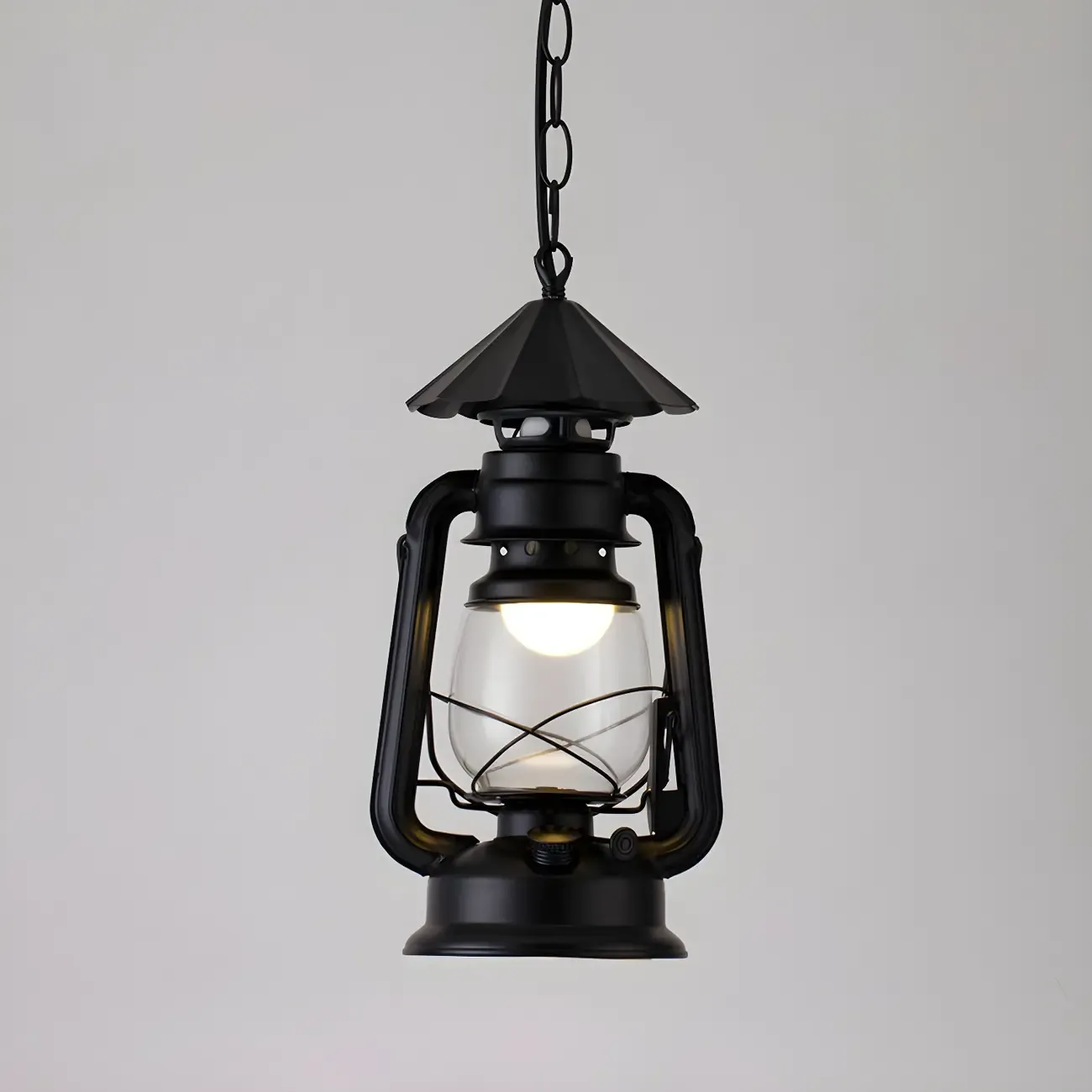 Industrial Bronze Black LED Hanging Lantern Pendant Light Image - 25