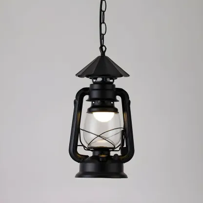 Industrial Bronze Black LED Hanging Lantern Pendant Light Image - 25