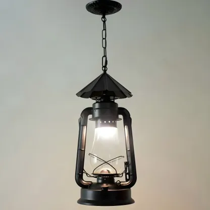 Industrial Bronze Black LED Hanging Lantern Pendant Light Image - 26