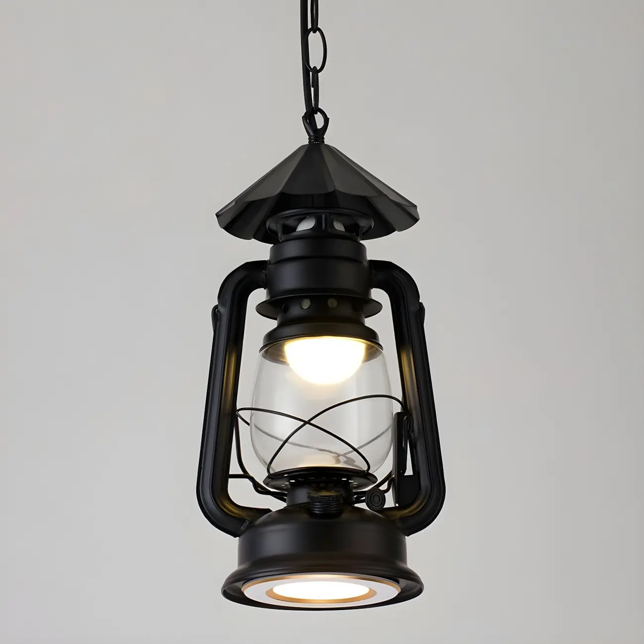Industrial Bronze Black LED Hanging Lantern Pendant Light Image - 27 | homeyfad