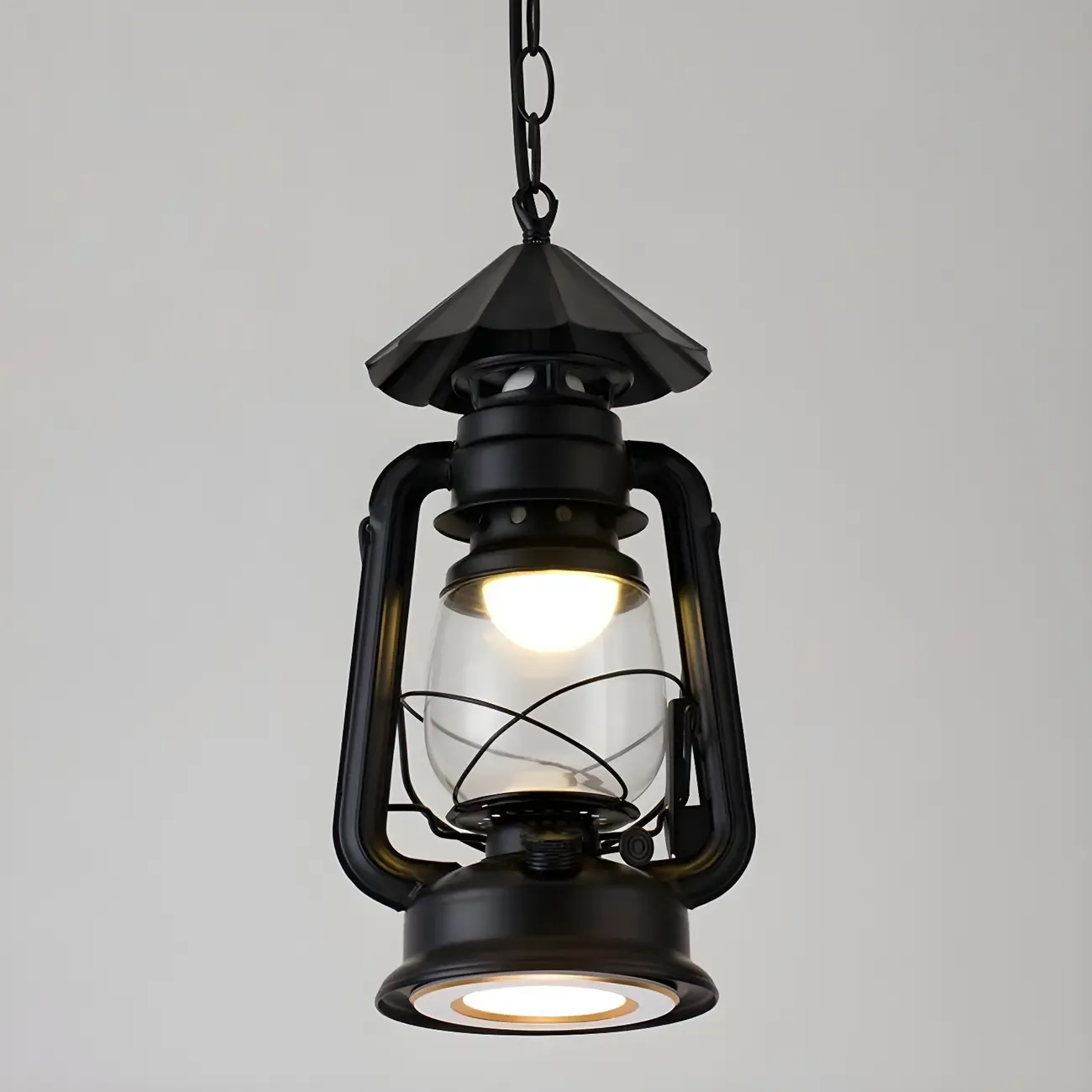 Industrial Bronze Black LED Hanging Lantern Pendant Light Image - 27