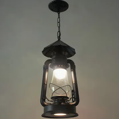 Industrial Bronze Black LED Hanging Lantern Pendant Light Image - 28