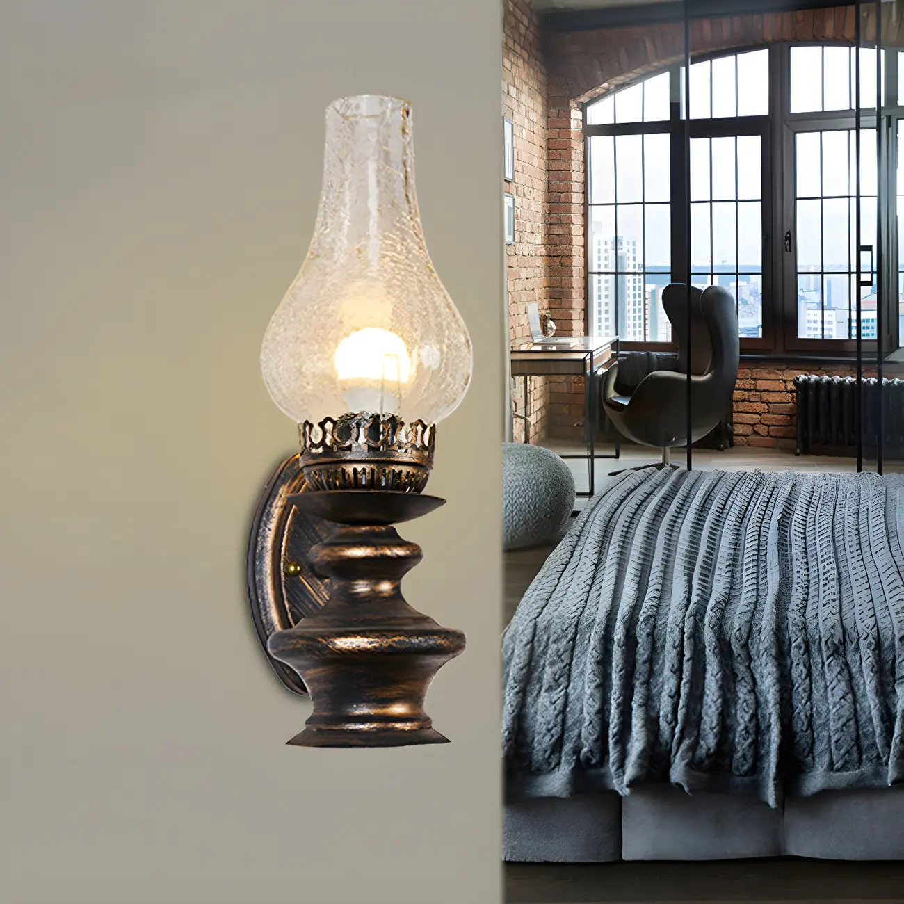 Industrial Bronze LED Lantern Wall Sconce for Bedroom Decor  | homeyfad