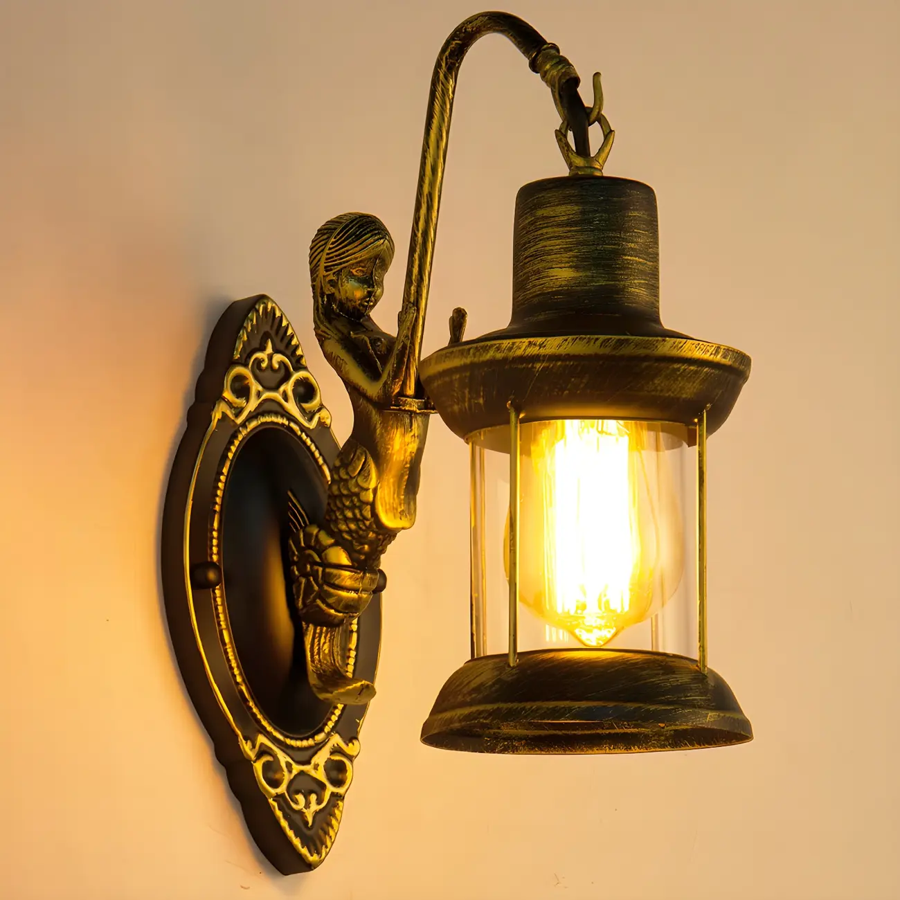 Industrial Bronze LED Lantern Wall Sconce for Bedroom Decor  | homeyfad