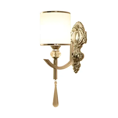 Vintage Chrome Cylinder Wall Sconce with Fabric Shade Image - 4