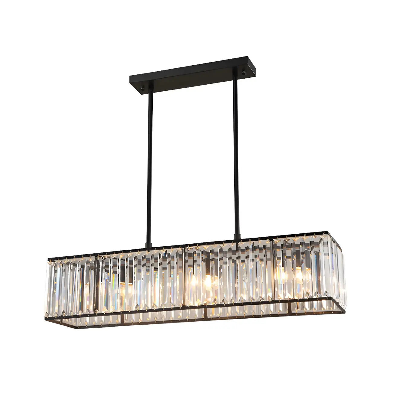 Modern Crystal Rectangular Chandelier for Kitchen Image - 3 | homeyfad