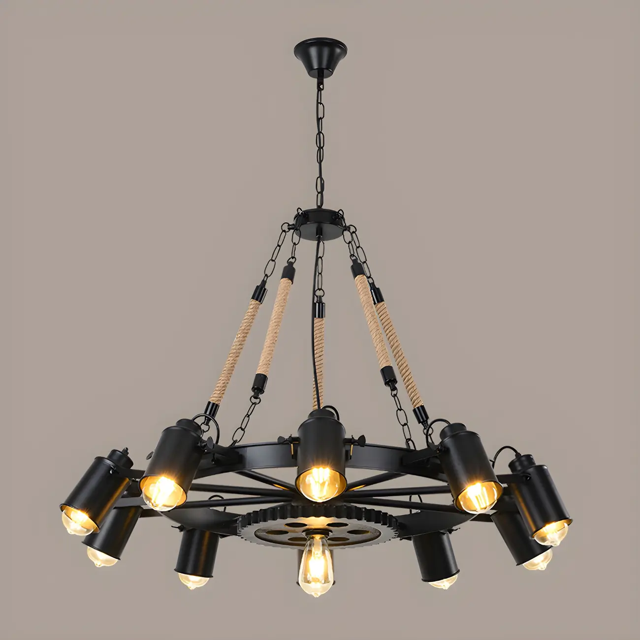 Industrial Metal Chandelier with Edison Bulbs for Dining Image - 4 | homeyfad