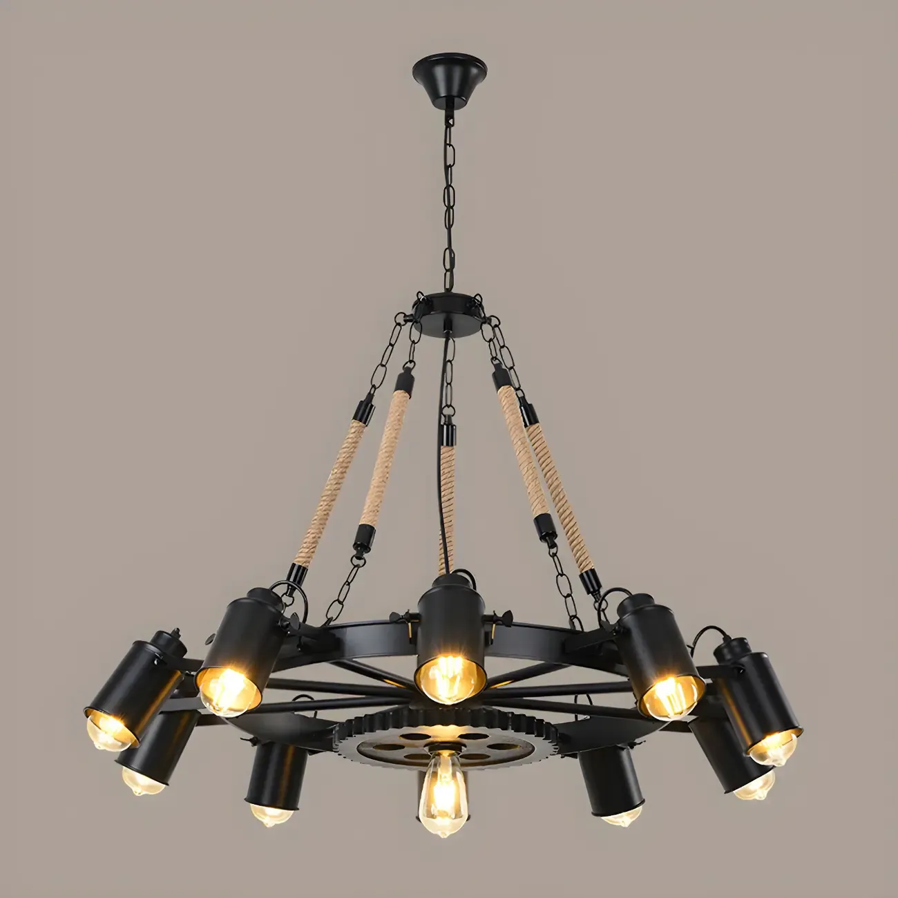 Industrial Metal Chandelier with Edison Bulbs for Dining Image - 4