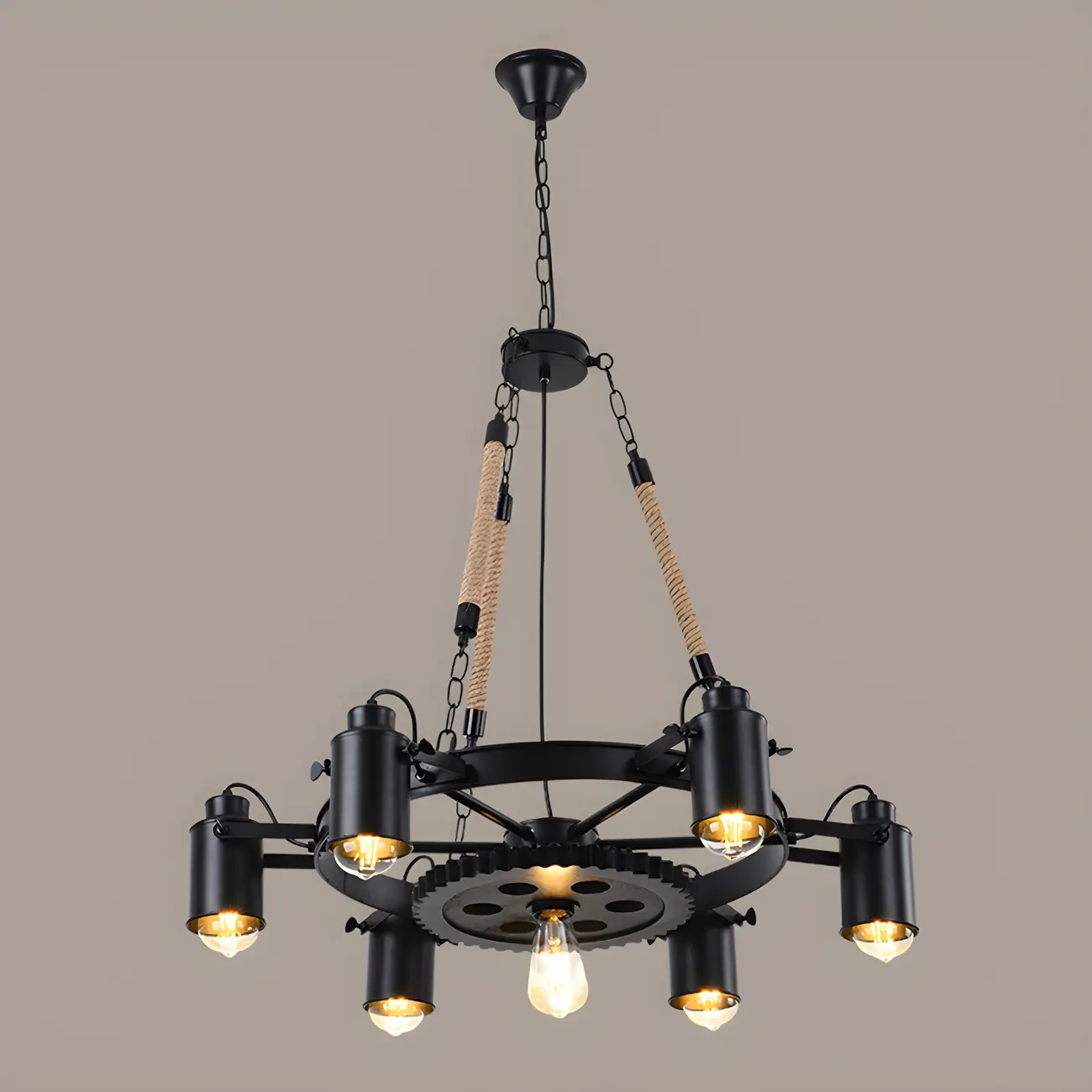 Industrial Metal Chandelier with Edison Bulbs for Dining Image - 6 | homeyfad