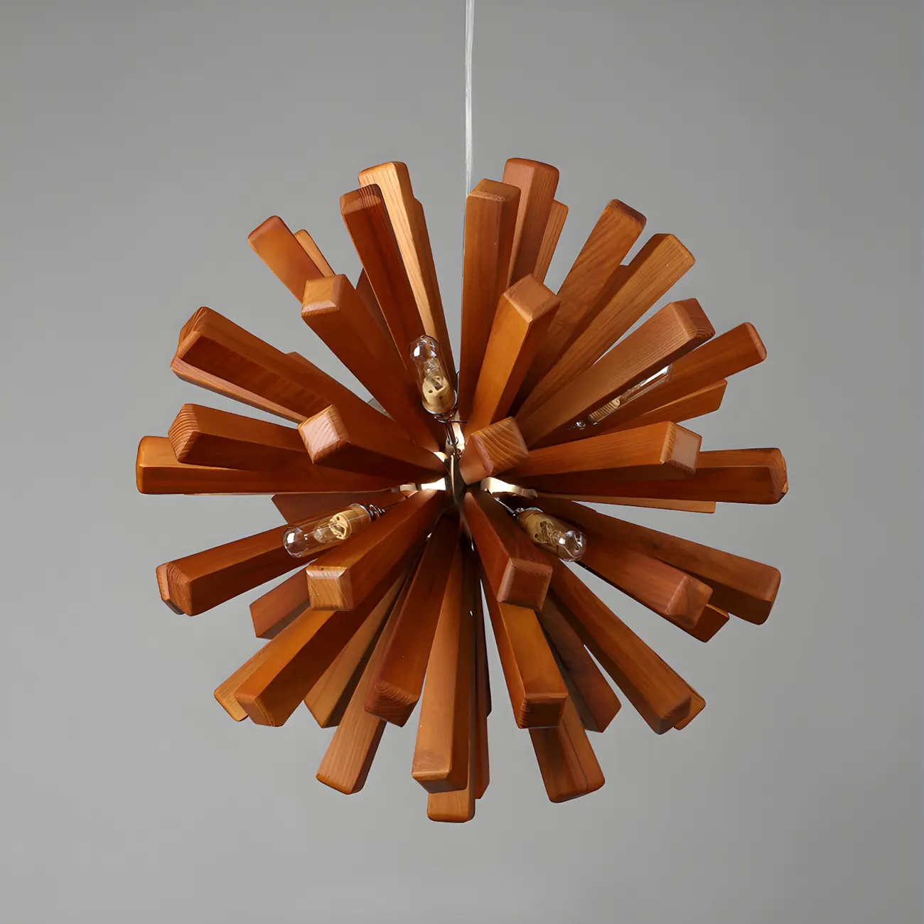 10-Light Modern Dark Wood Round Starburst Chandelier Image - 9 | homeyfad