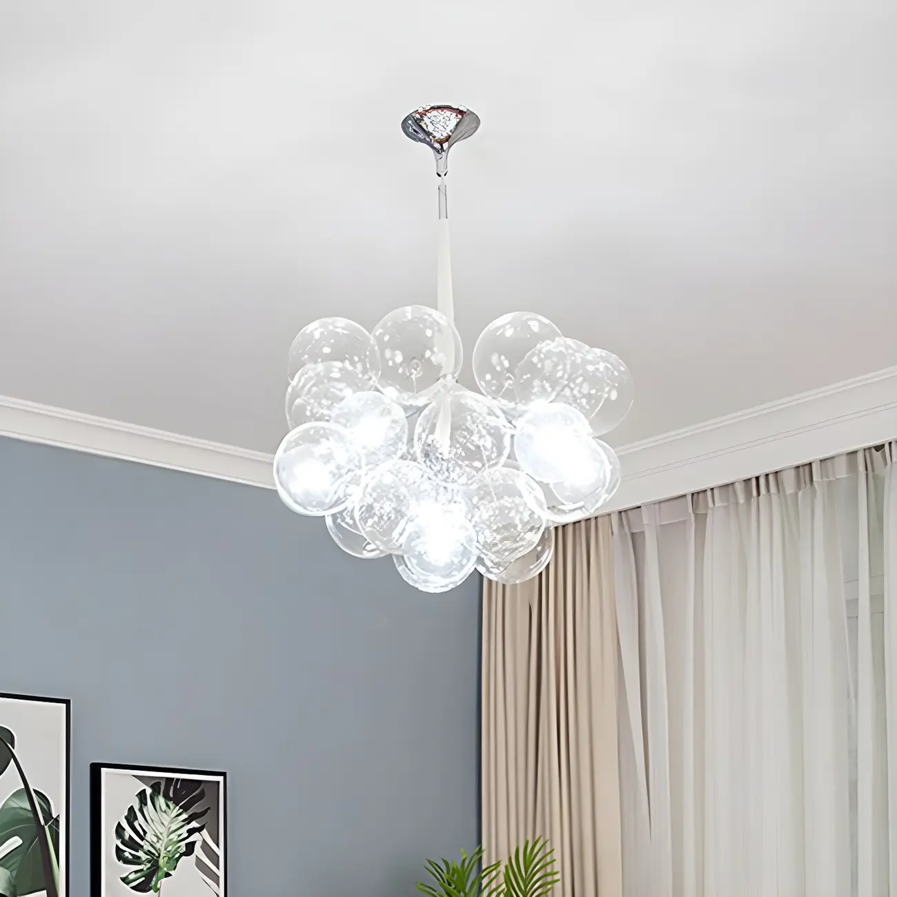 Modern Clear Bubble Glass Sphere Chandelier Image - 1 | homeyfad