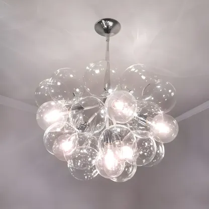 Modern Clear Bubble Glass Sphere Chandelier Image - 2