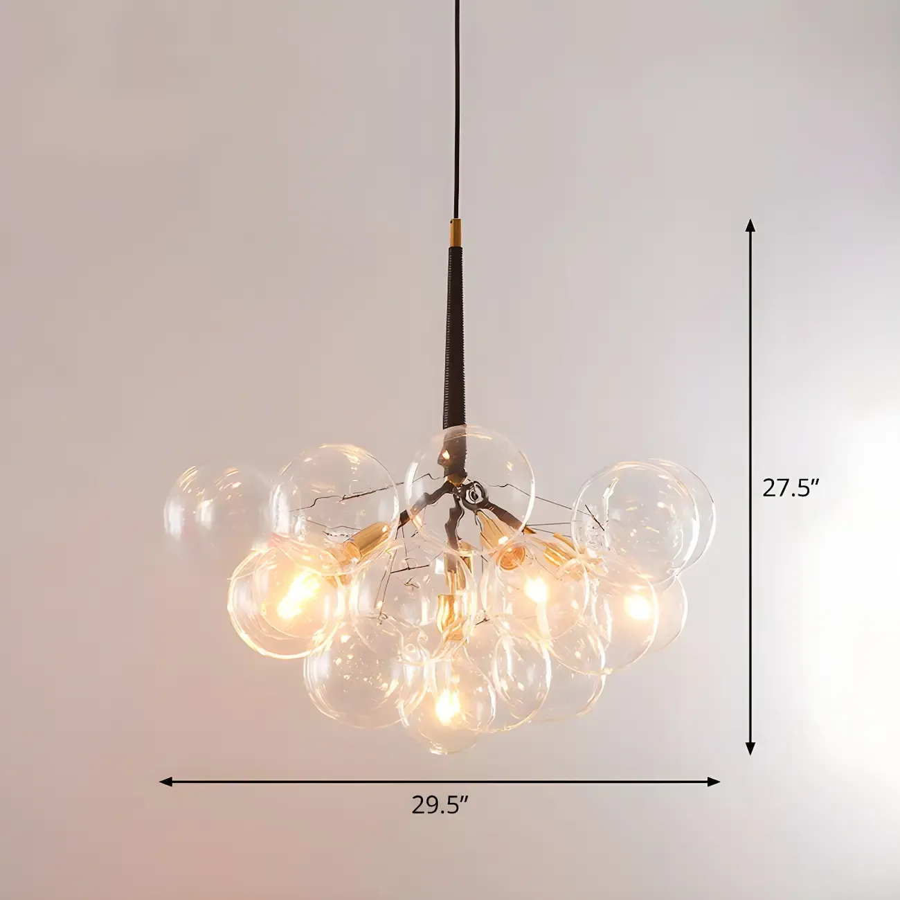 Modern Clear Bubble Glass Sphere Chandelier Image - 10