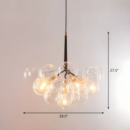 Modern Clear Bubble Glass Sphere Chandelier Image - 10