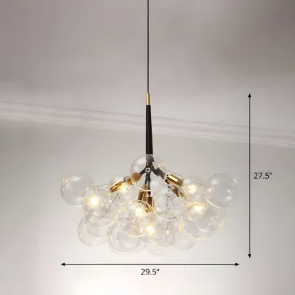Modern Clear Bubble Glass Sphere Chandelier Image - 11