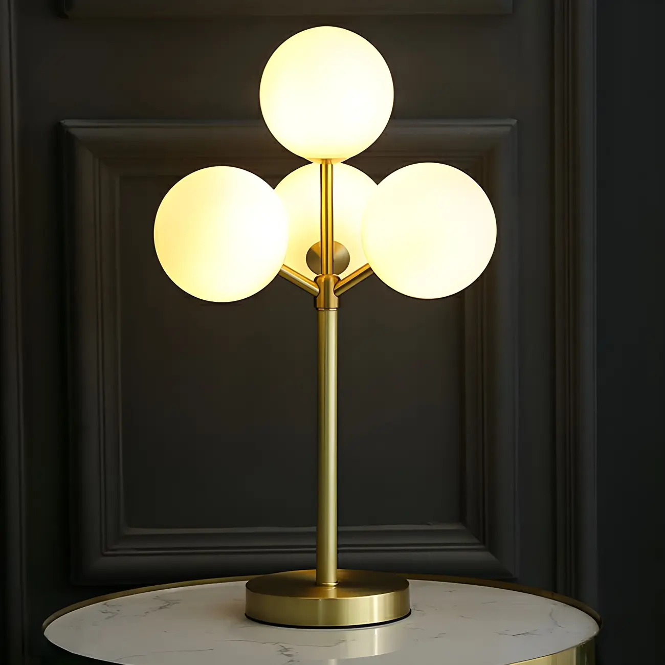 3 Color Dimmable Gold Glass Globe Table Lamp for Bedside Image - 2 | homeyfad