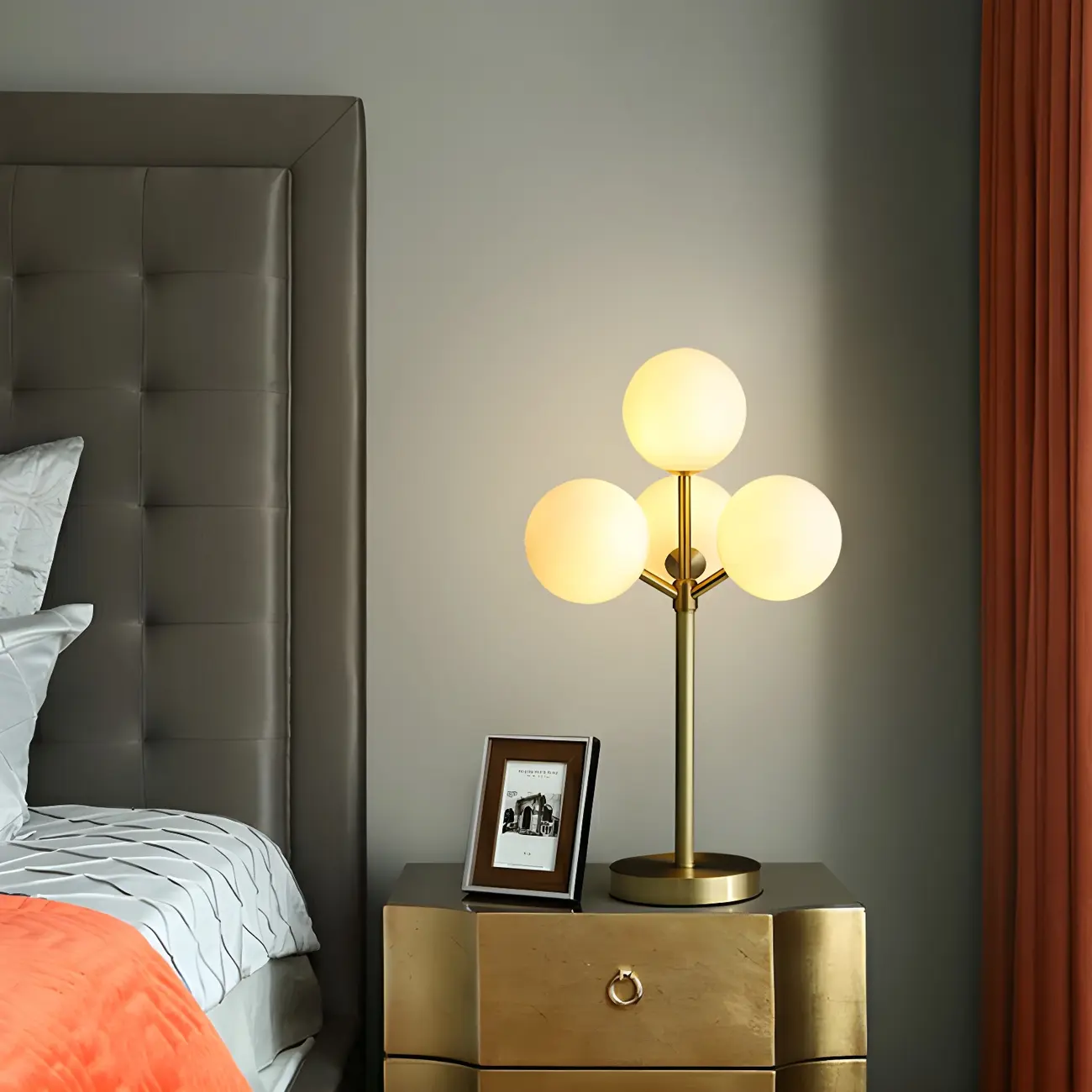 3 Color Dimmable Gold Glass Globe Table Lamp for Bedside Image - 1 | homeyfad