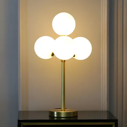 3 Color Dimmable Gold Glass Globe Table Lamp for Bedside Image - 4