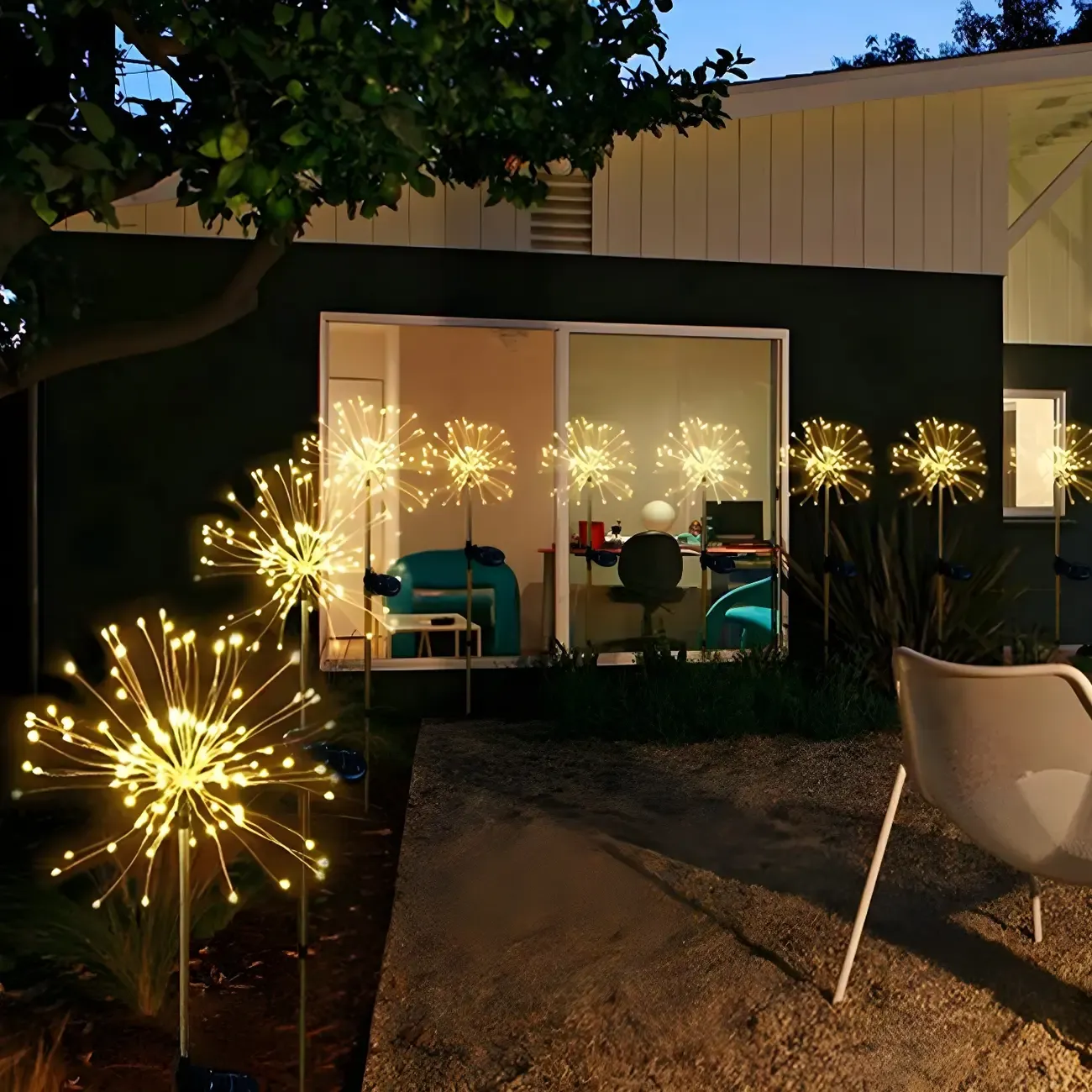 Firework Solar Metal Ground Landscape Light Image - 1