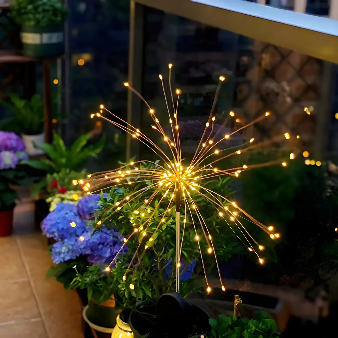 Firework Solar Metal Ground Landscape Light Image - 3
