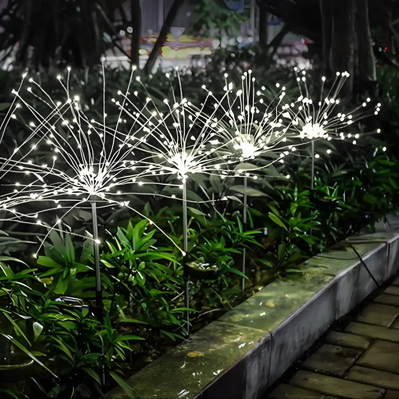 Firework Solar Metal Ground Landscape Light Image - 5