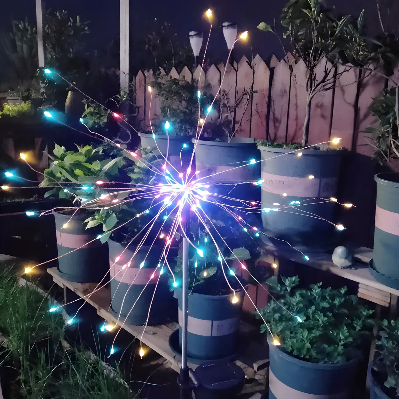 Firework Solar Metal Ground Landscape Light Image - 9