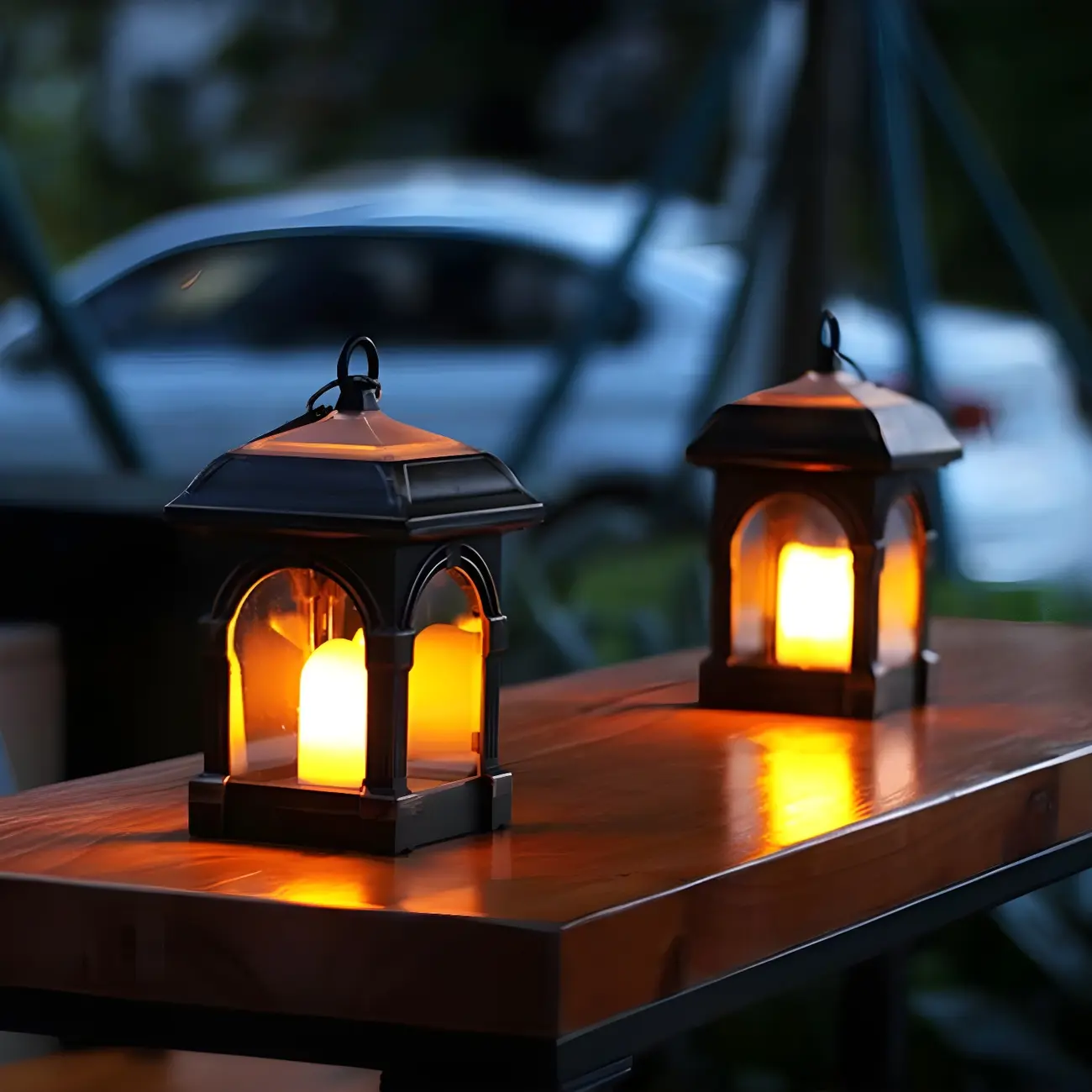 Candle Courtyard LED Pendant Lighting Plastic Art Decor Solar Powered Landscape Light, 2 Pcs Image - 3 | homeyfad