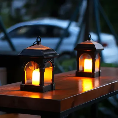 Candle Courtyard LED Pendant Lighting Plastic Art Decor Solar Powered Landscape Light, 2 Pcs Image - 3