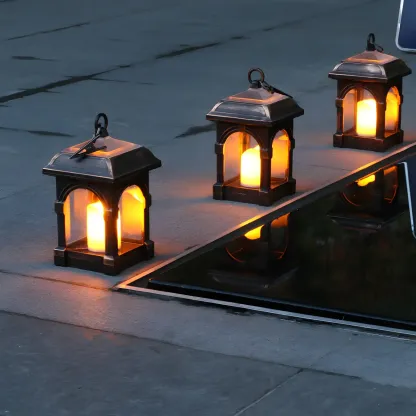 Candle Courtyard LED Pendant Lighting Plastic Art Decor Solar Powered Landscape Light, 2 Pcs Image - 4