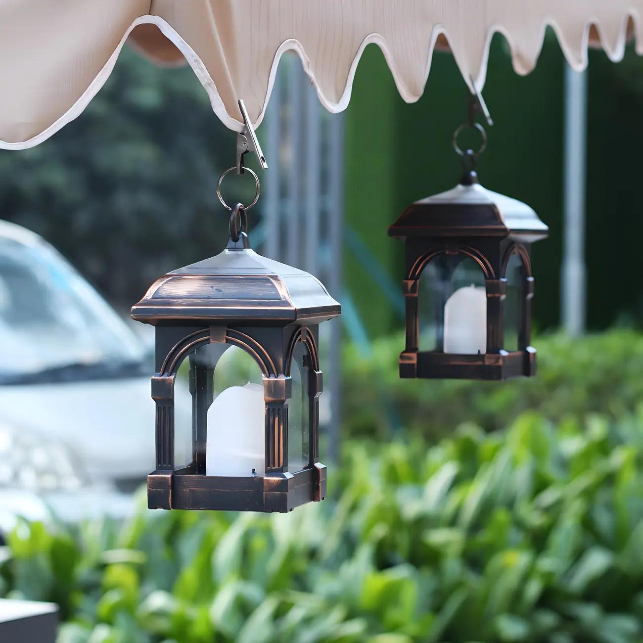 Candle Courtyard LED Pendant Lighting Plastic Art Decor Solar Powered Landscape Light, 2 Pcs Image - 1 | homeyfad
