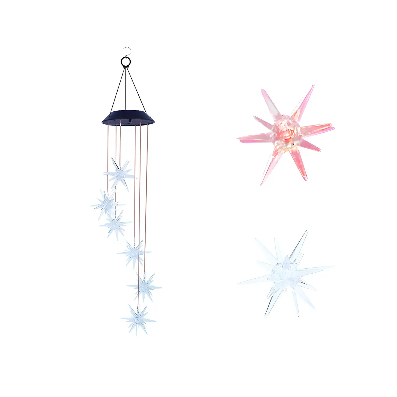 Sea Urchin LED Pendant Light Art Decor Plastic Courtyard Solar Wind Chime Lighting in Clear, 1 Pc Image - 2 | homeyfad