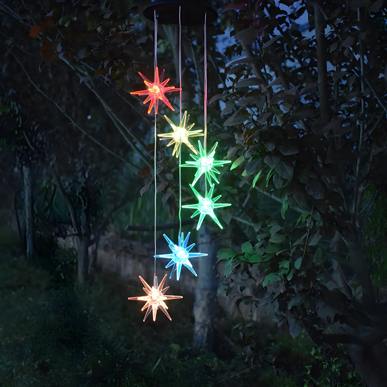 Sea Urchin LED Pendant Light Art Decor Plastic Courtyard Solar Wind Chime Lighting in Clear, 1 Pc Image - 1 | homeyfad