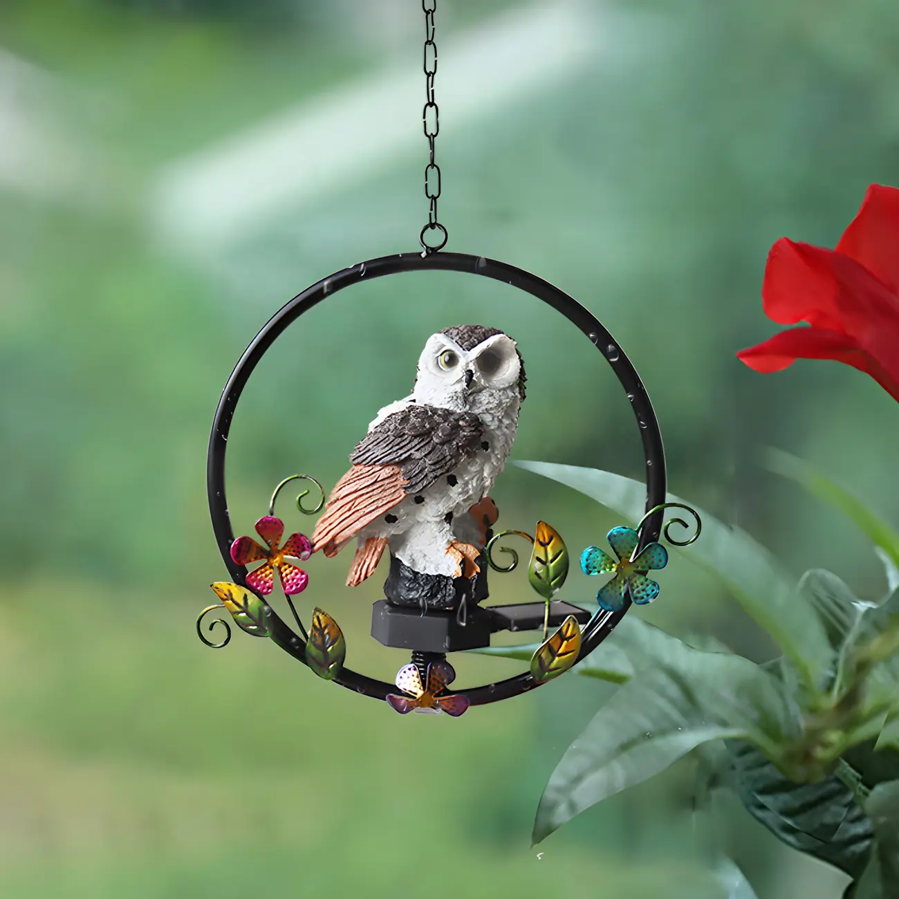 Owl Design Outdoor Pendant Light LED Solar Powered Image - 2 | homeyfad