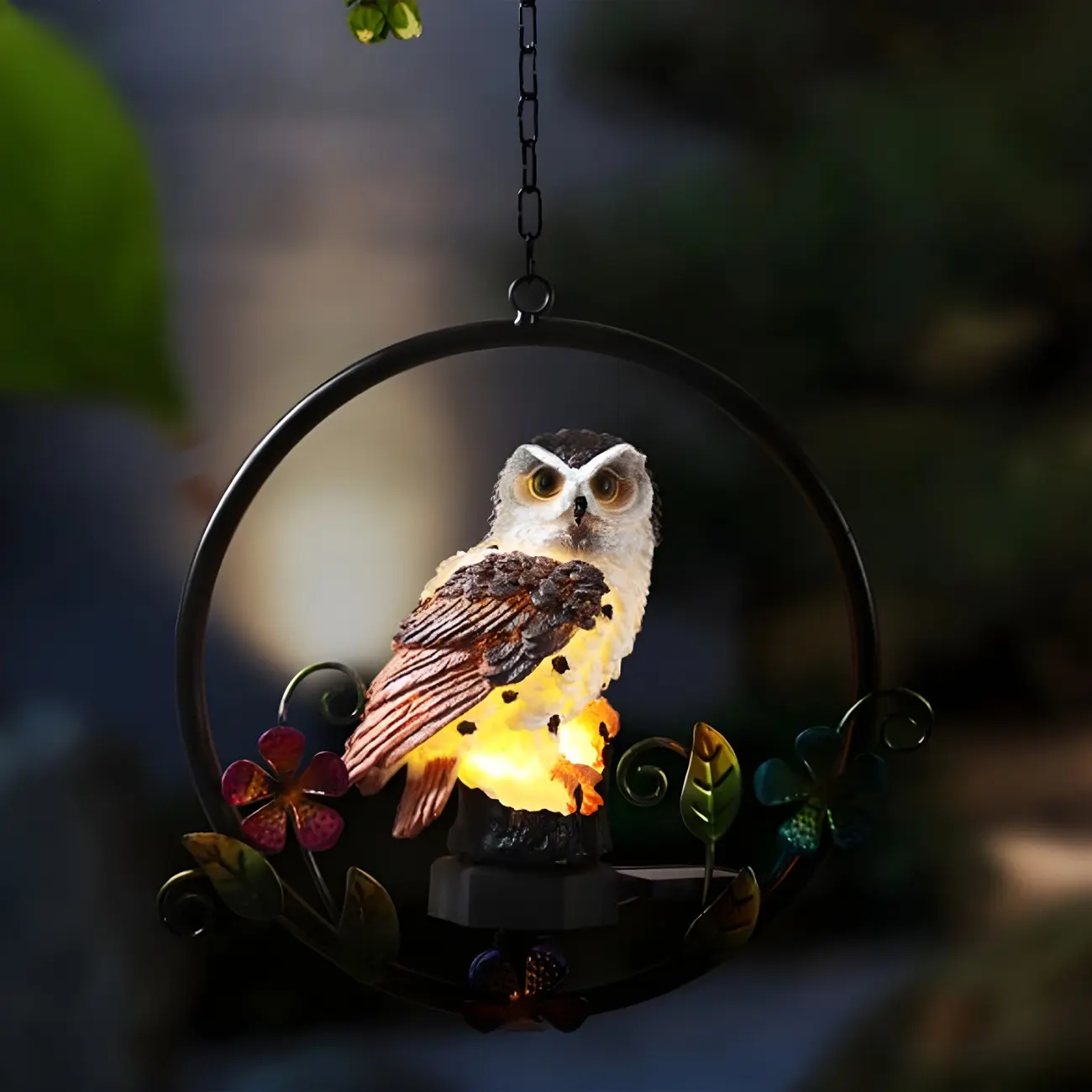 Owl Design Outdoor Pendant Light LED Solar Powered Image - 1 | homeyfad