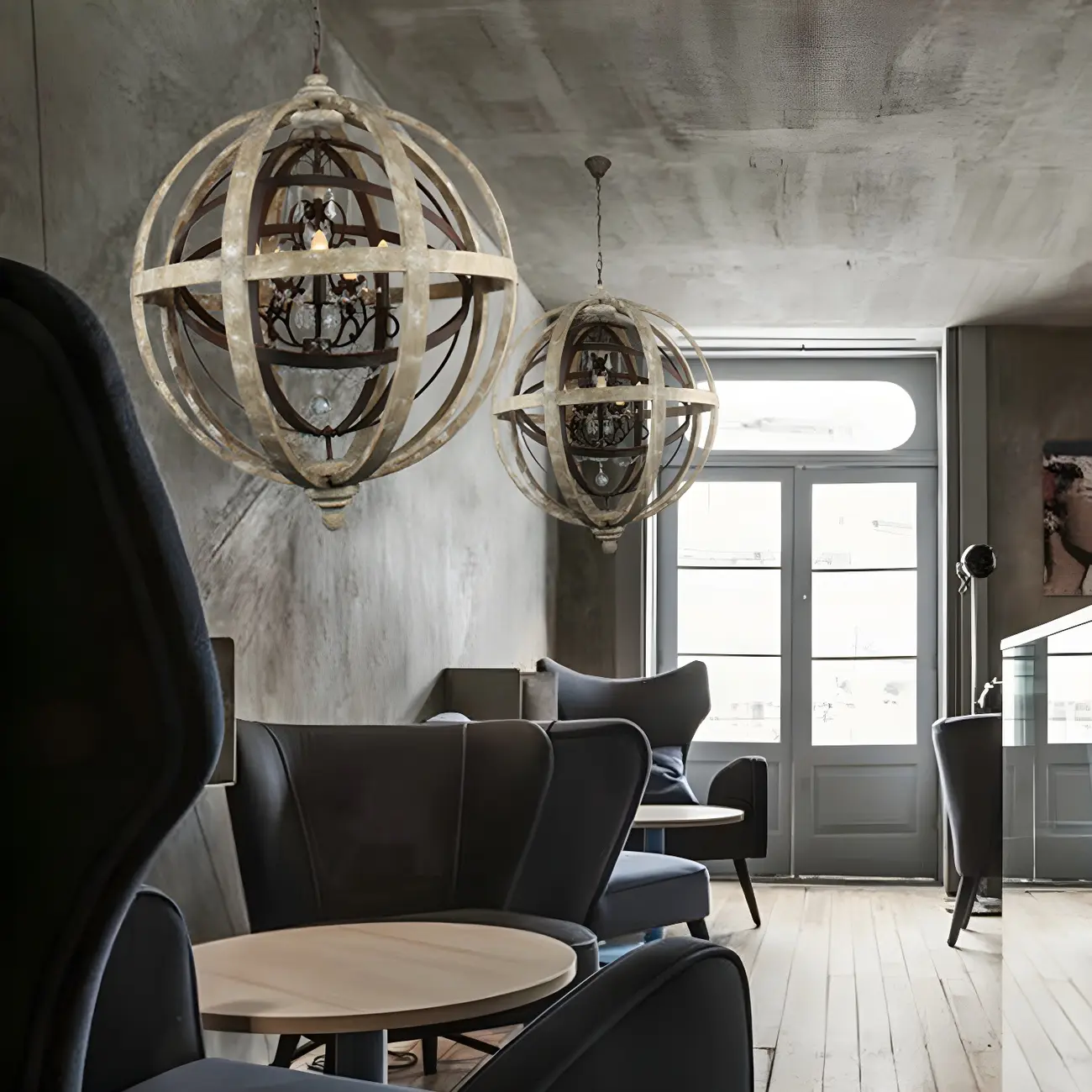 Traditional Vintage Crystal Wood Orb Chandelier Image - 3 | homeyfad