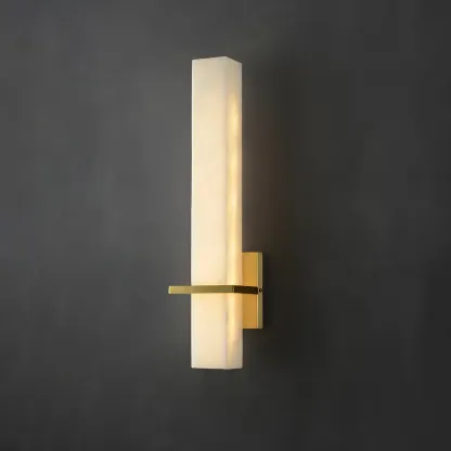 Modern White Stone LED Wall Sconce Light for Bedroom Image - 3