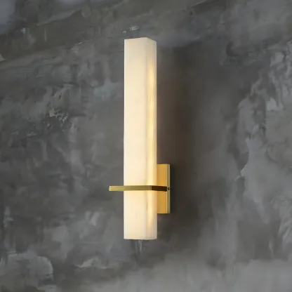 Modern White Stone LED Wall Sconce Light for Bedroom Image - 1