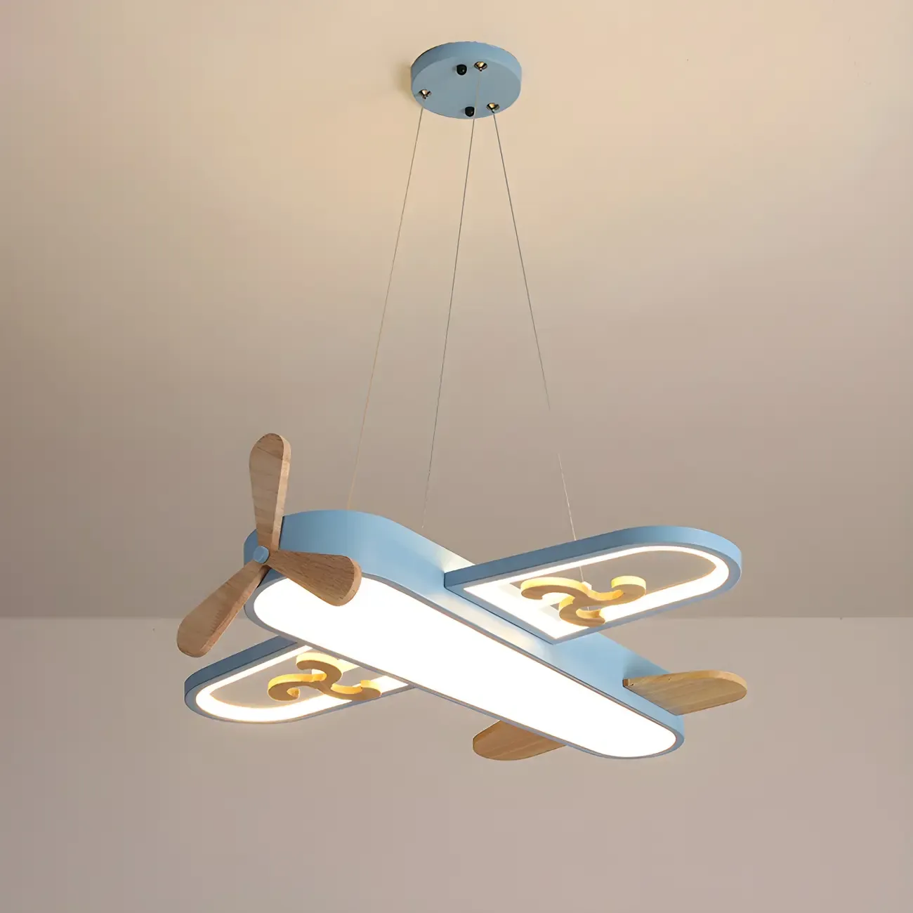 Kids Airplane-Shaped LED Pendant Chandelier Image - 2