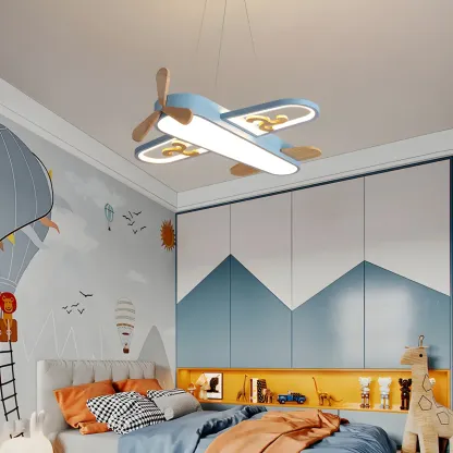 Kids Airplane-Shaped LED Pendant Chandelier Image - 5