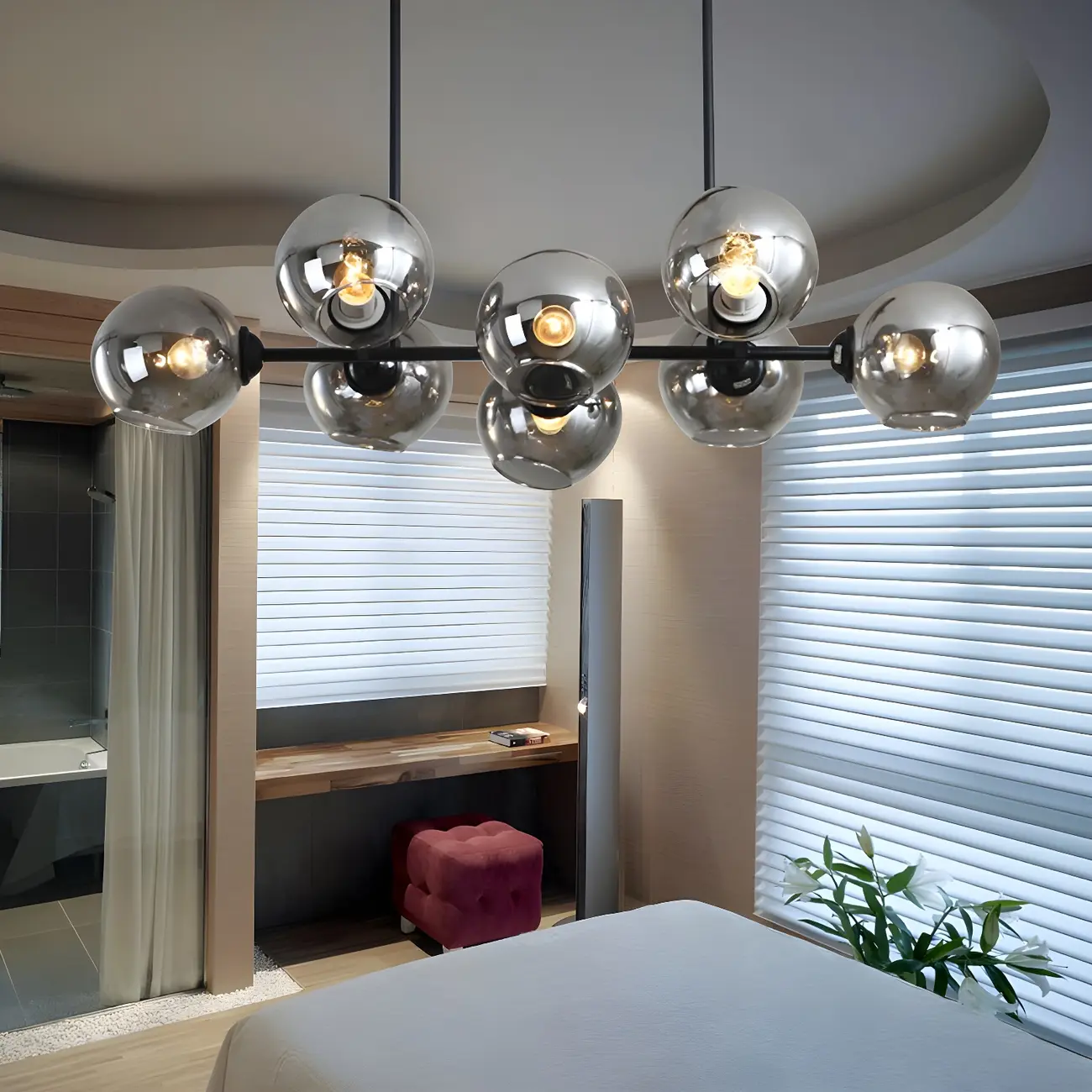 Colonial Black Glass Globe Island Pendant Light Image - 2 | homeyfad