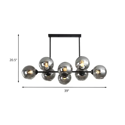 Colonial Black Glass Globe Island Pendant Light Image - 5