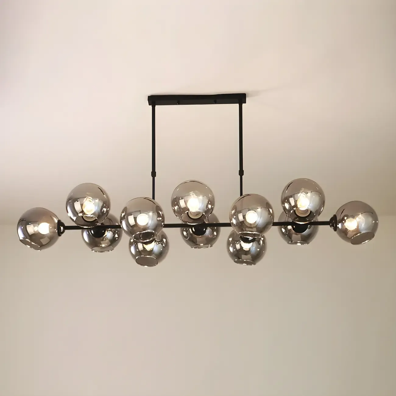 Colonial Black Glass Globe Island Pendant Light Image - 6